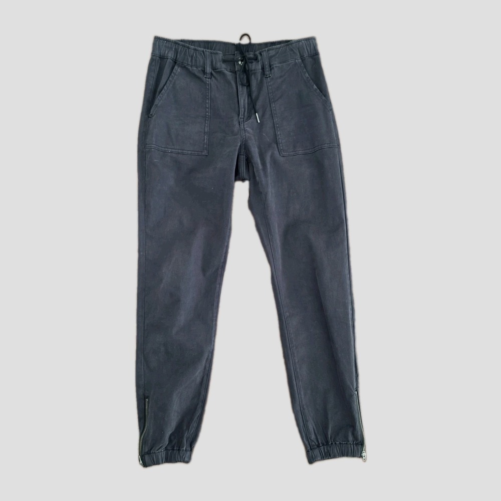 Grace And Lace Women's Blacl Sueded Denim Joggers Size 8 Ankle Zip